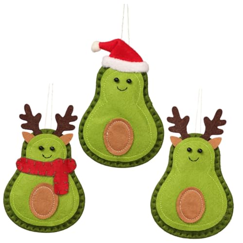 Image of HOODANCOS 3 Pieces Avocado Christmas Tree Hanging Pendants Decorations Set for Holiday Party Tree Ornaments Festive Hanging Christmas Pendant