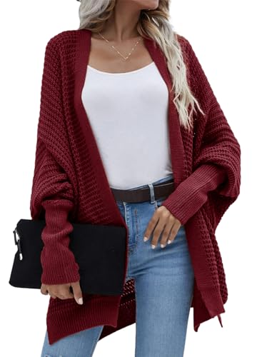 Image of Dokotoo Women's 2026 Fashion Casual Oversized Open Front Batwing Long Sleeve Chunky Knit Cardigans Sweaters Outerwear Coats