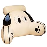 GYCS Reading Pillow, Rückenkissen Mit Armlehnen, Lesekissen Für Bett, Bettsessel Rückenlehnenkissen Rückenstütze, Ergonomisches Bett Kissen Rückenkissen, Samt Lesekissen Zum,White Dog,75x50cm