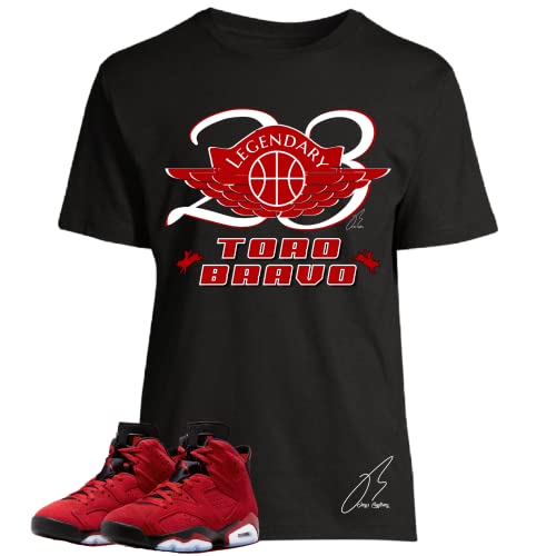 Shirt To Match Jordan Retro 6 Toro Bravo/Red,23 Wing Unisex Graphic Tee,Sneaker Match,Gift (S, Black)