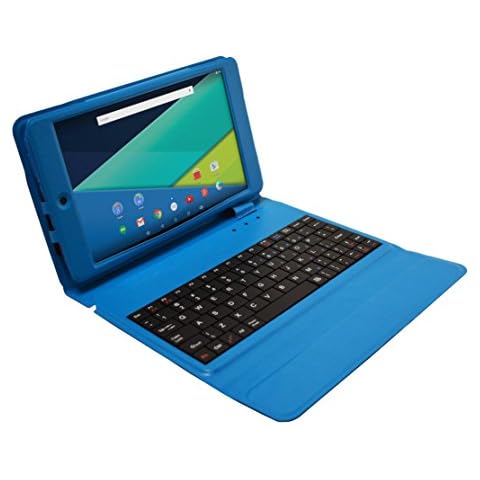Prestige ELITE 8Qi - 8-inch IPS INTEL AtomX3 QuadCore 16GB Android 5.1 Lollipop Tablet with Keyboard Case included - Blue/Turquoise Cover