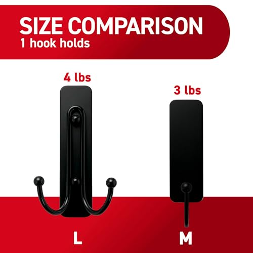 Image of Command Medium Matte Black Wall Hook, 2 Coat Hooks and 4 Strips, Damage-Free Hanging with Adhesive, No Tools Great for Hanging Home Decor, Holds up to 3 lb