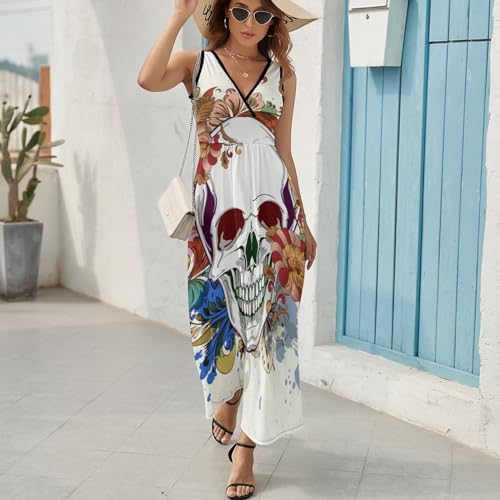 Robe longue d'été sans manches fluide et légère pour vacances