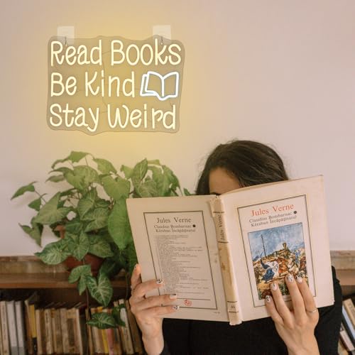 Image of WLHOPE Read Books Be Kind Stay Weird Neon Sign Neon Signs for Wall Decor Lovers Gifts Bedroom Bookstore Reading Room Library Study Room Decoration Read Books Neon Lights LED Sign