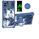 Cricket Innovate E 5G Case Compatible with Cricket Innovate E 5G Phone Case Cover [Hard PC + Soft Silicone] [360 Metal Ring Support][Luminous Effect] YGL-Lang