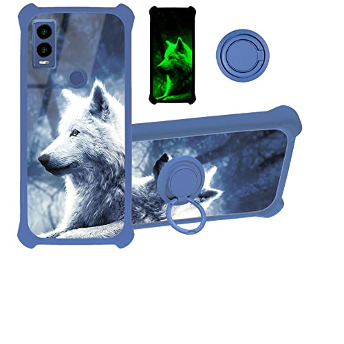 Cricket Innovate E 5G Case Compatible with Cricket Innovate E 5G Phone Case Cover [Hard PC + Soft Silicone] [360 Metal Ring Support][Luminous Effect] YGL-Lang
