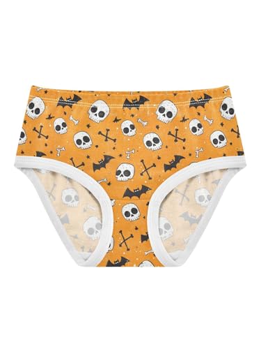 ZZKKO Orange Halloween and Skeleton Bat Girls Underwear Toddler Panties for Girls Comfort Brief Size 2T