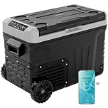 EUHOMY 12 Volt Refrigerator, 37QT(35L) Electric Cooler, Portable Freezer 12V/24V DC 110-240V AC, 12V Fridge -4℉~68℉, 12V Cooler with Wheels & 2 Baskets for Travel, Truck, Boat, Camping