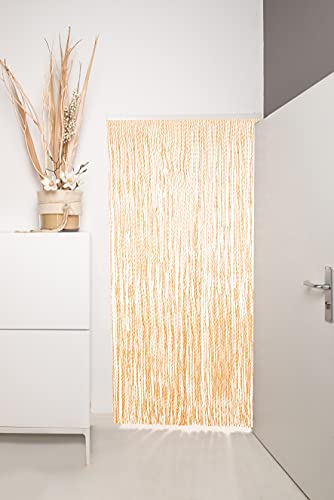 defacto® Rideau de porte à fils - Doré/blanc - 100 x 200 cm - En PVC - 100 % fabriqué en Italie - Rayures Madrid