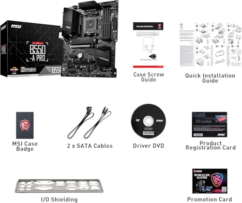 Image of MSI B550-A PRO V1 ProSeries Motherboard (AMD Ryzen 5000, AM4, DDR4, PCIe 4.0, SATA 6Gb /s, M.2, USB 3.2 Gen 2, HDMI /DP, ATX)