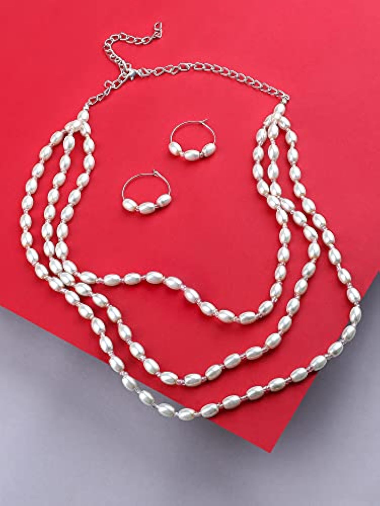 Women's Contemporary Layered Necklace & Earring Set, Elegant Gift