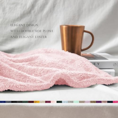 Image of Exclusivo Mezcla Plush Fuzzy Fleece Throw Blanket Extra Large, Super Soft, Fluffy and Warm Blankets for Couch, Bed, All Season (Light Pink, 50x70 inches)