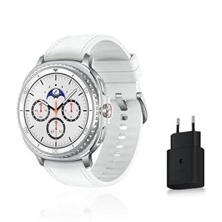 Samsung Galaxy Watch8 Classic, Montre Connectée, Couronne rotative, Galaxy AI, Coach Sommeil, Coach Running, Bluetooth, 46mm, Blanc, Chargeur Secteur Rapide 25W Inclus, Version FR