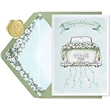 SEEBERY Wedding Card for Bride and Groom-Elegant Bridal Shower & Engagement Card, Congratulations Greeting Card for Bride to Be, Wedding Gifts for Couples(Getaway Car)