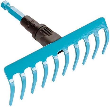 Gardena combisystem rake garden rake for floor work such as cleaning, roughening and leveling, working width 18.5 cm, 10 teeth, for combisystem stems, stem recommended length of 130 cm (3185)