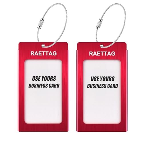 Image of Luggage Tags Metal Suitcase Tags Travel Bag ID Identifier Luggage Tag (Red 2-Pack)
