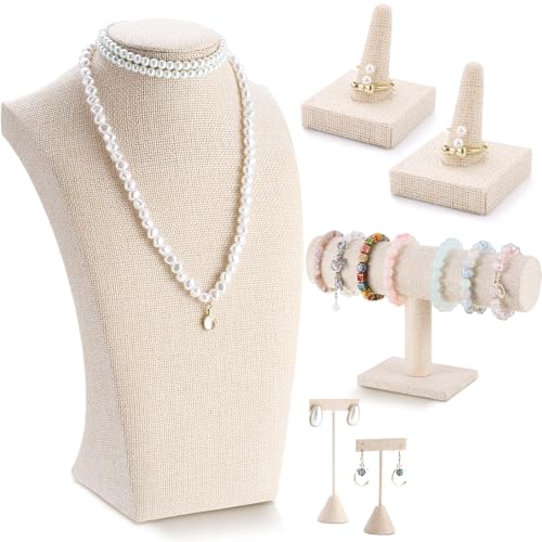 Kigley 6 Pcs Jewelry Display Set Necklace Bust T Bar