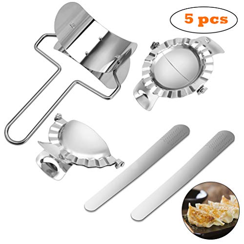 Aeakey Stainless Steel Dumpling Maker,1 Dumpling Skin Maker 2 Dumplings molds Chinese Dumpling Cutter Pie Ravioli Empanadas Press Mold Kitchen Accessories (Large)