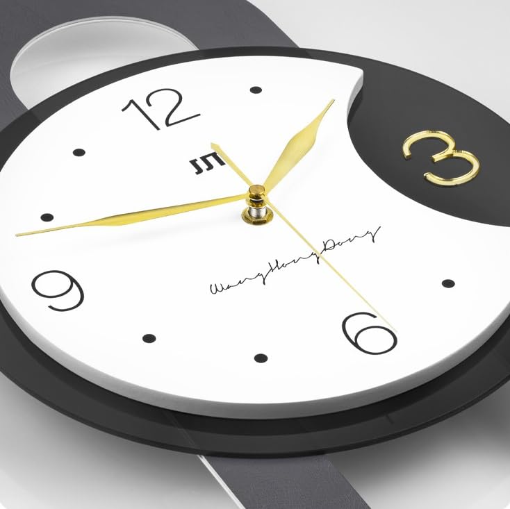 Moderno reloj de pared grande con péndulo, funciona con pilas, reloj decorativo silencioso para sala de estar, oficina en casa, fácil de leer