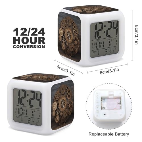 Reloj digital con luces LED multicolor y sensor de temperatura ambiente para dormitorio 3