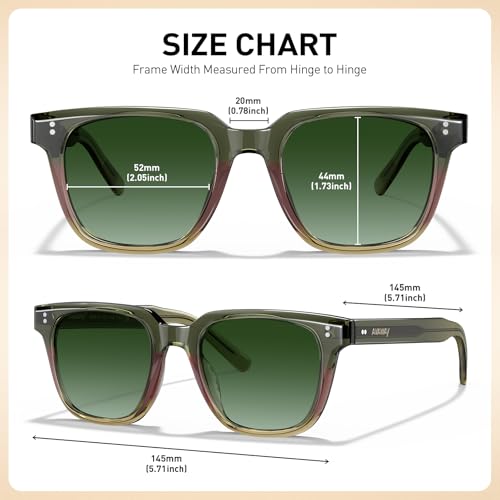 Image of AVAWAY Polarized Sunglasses for Men UV Protection, Square Acetate Frame Outdoor Driving Sun Glasses