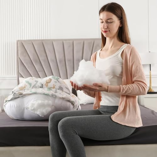 Image of Polyester Feeding Pillow for New Born Baby with Detachable Cover Breast Feeding & Maternity Nursing Pillow for Breastfeeding Set of Support for Baby with Removable Cover (RABIT-Off White-A)