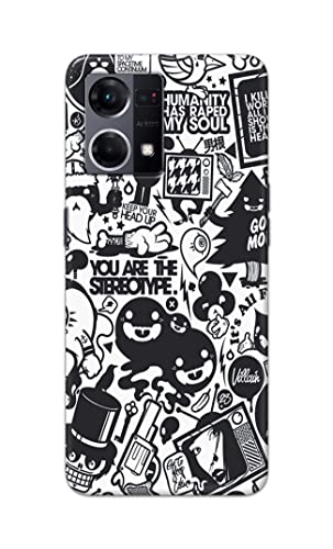 Image of Printed Hard Back Cover Case for Oppo Reno7 4G | Oppo Reno 7 4G Back Cover (Mixed Cartoon) -702