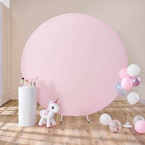 Pink Round Backdrop Cover 6.5ft Wrinkle Free Circle Backdrop for Party Wedding Birthday Baby Shower Decorations Photo Photography Background