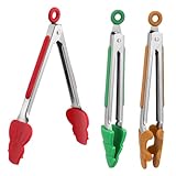 LOORGVEL 3 Piezas Pinzas de Cocina de Acero Inoxidable y Silicona Resistentes al Calor de Unidades para Barbacoa Ensaladas y Servicio Fiestas Navideñas Diseño Ergonómico Antideslizante para