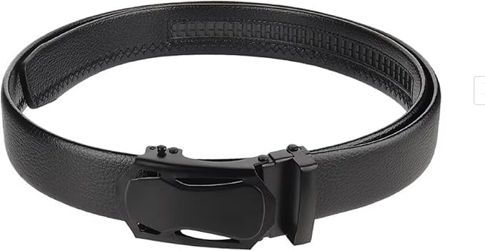 KM-EXPORT Men's Faux Leather Belt Automatic Buckle (Black;Free Size) (Pack of 1)2