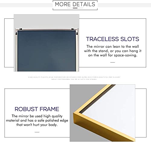 Image of NeuType Full Length Rectangular Aluminium Floor Mirror with Standing Holder Bedroom /Locker Room Standing /Hanging Mirror Dressing Wall-Mounted Mirror (Golden)