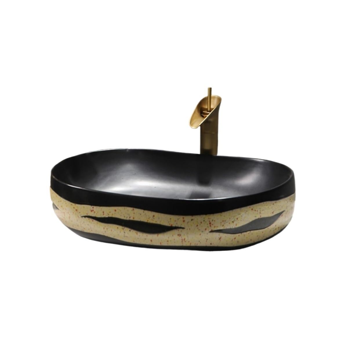 SBCGFY Rectangular Vessel Sink - Retro Ceramic Above Counter Bathroom Basin For Homestays & Apartments - Stylish Wash Sink For Elegant Bathrooms