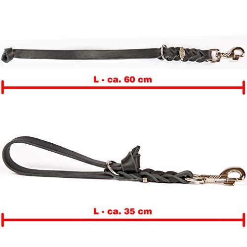 Fettleder Kurzführer, Führleine, Kurzleine (35 cm x 10 mm verchromt, Braun)