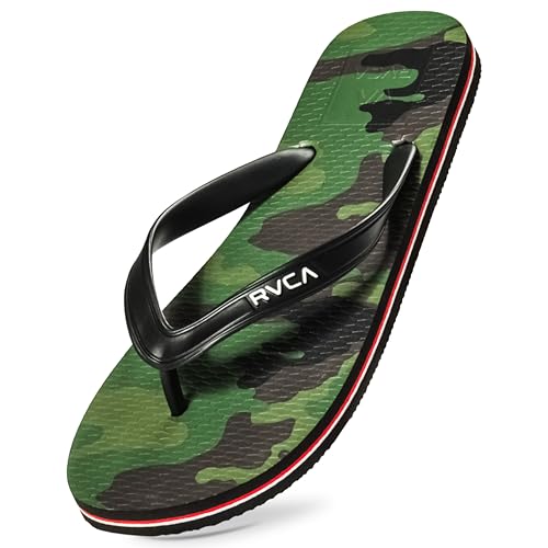 RVCA All the Way Flip Flops - Textured Footbed for Grip and Comfort, Camo, Size 4