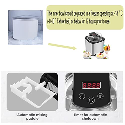 Eismaschine 2L, Speiseeisbereiter, Eiscremebereiter, Speiseeismaschine, inkl. Rezeptheft, mit Timer (5 bis 45 Min.)Ohne… – Bild 4