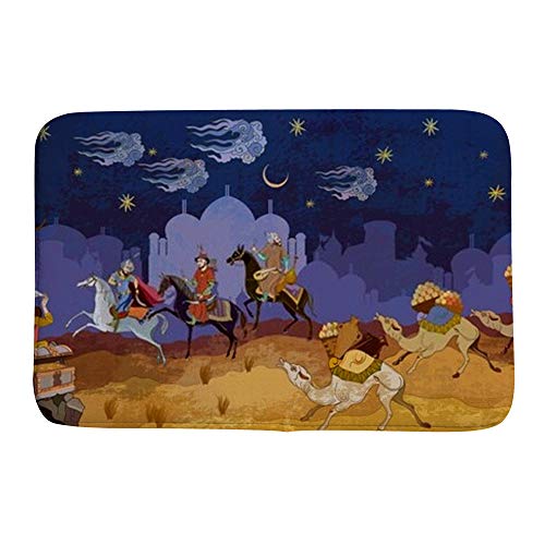 Tapis de bain antidérapant Ruchen absorbant en velours corail 91x61 cm