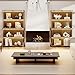 BROTTAR Large Rounded Display Cabinet with Glass Door, 4-Tier Curio Cabinet with 3 Color Lights for Collectibles, Glass Display Case with Transparent Full-Display Surface, Human Body Sensor, Black