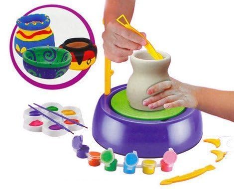 SARASI DIY Pottery Wheel Clay Pot Making Machine Set - Educational Craft Toy with Colors and Stencils, Multicolor Gift for Kids (Pack of 1) (B0D8YDZXRY) Amazon Price History, Amazon Price Tracker