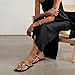PARTY Square Toe Flip Flops Women,Fashion Designer Thong Sandals with Gold Buckle Trendy Summer Comfort Flat Sandals,BLACK PU-10