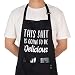 Homsolver Cute Black Chef BBQ Aprons with Two Pockets - This is Going to be Delicious - Great for Birthday, Christmas, Thanksgiving Gifts for Your familly