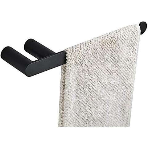 BigBig Home Black Towel Holder, Bathroom Hand Towel Ring Wall Mount Firmly Double Base Towel Hanger SUS304 Stainless Steel, Matte Black Cover