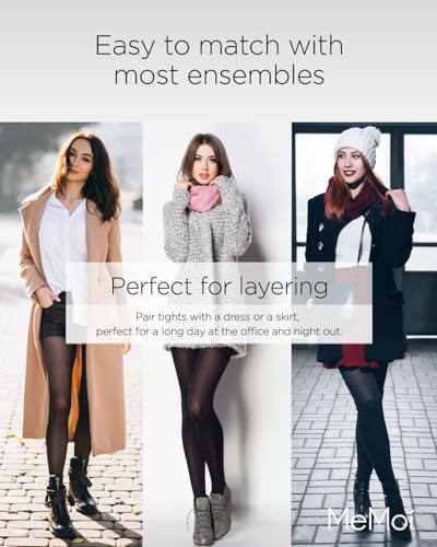 MeMoi 2 Pack Microfiber Opaque Tights, Non-Control Top Tights for Women, Breathable Nylon Blend - Sizes Small to Q24