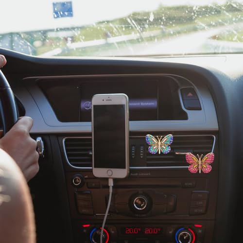 Image of ZOSTLAND Rhinestone Car Decorative Clip,Car Air Fresheners,Metal Vent Clip,Bling Auto Air Vent,Personalized Automotive Interior Decoration Accessories,Auto Decor Gift for Women,Men(2pcs Butterfly)