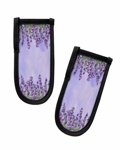 2 Packs Lavender Flower Hot Handle Holder, Cast Iron Skillets