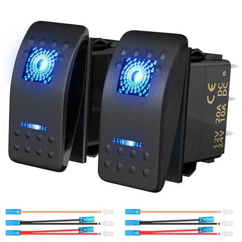 RVBOATPAT 2PCS Marine Boat Rocker Switch 12V 20A,Light Bar Switch...