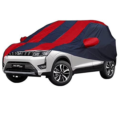 Image of Allextreme MXG5004 Car Body Cover Compatible with Mahindra XUV 300 Custom Fit Dustproof UV Heat Resistant Indoor Outdoor Body Protection (Navy Blue & Red with Mirror)