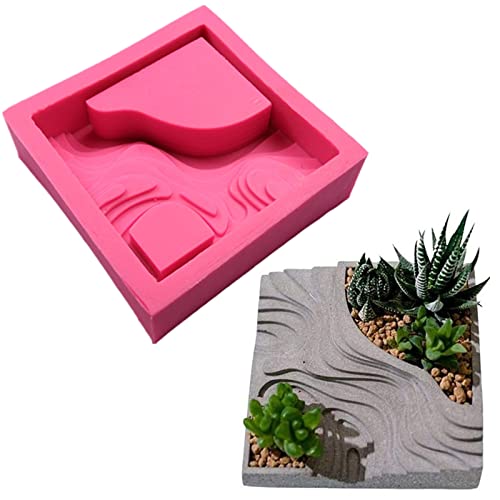 Terraced Field Square Concrete Flower Pot Mold - Succulent Planter Silicone Mold - Epoxy Resin Cement Polymer Clay Mould - Candle Holder