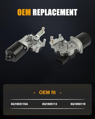 Image of ROADFAR Front Windshield Wiper Motor Replacement for Skoda Fabia Saloon (6Y3) 1999-2007,for Skoda Fabia Estate (6Y5) 2000-2007 6Q1955119A,6Q1955113 Wiper Motor 4 Pins