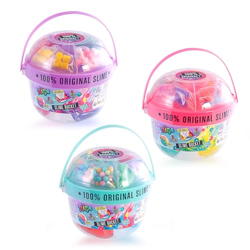 So Slime Mixin Bucket Slime Bucket with 2 Textured Slimes Charms & Decorations Kids gift Ages 6+ | Collect All 3 Styles (Styles may vary)