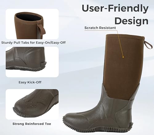 Ubon Rubber Boots for Men Waterproof Neoprene Rain Boots Outdoor Mud Work Boots3